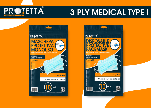 MASCHERINA CHIRURGICA PROTETTA 1 MEDICAL 10 PCS